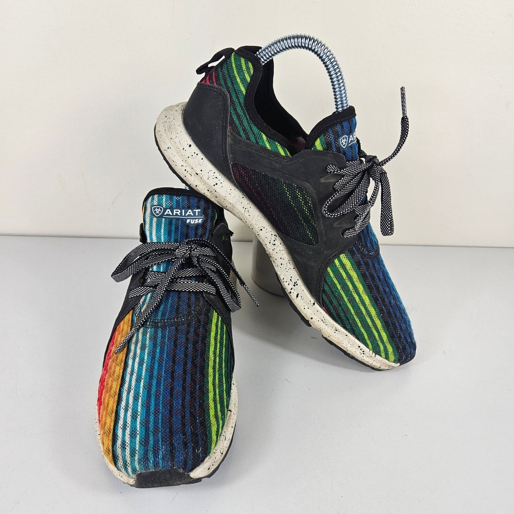 Ariat Fuse Womens 6.5 B Serape Aztec Striped Sneakers Rainbow Shoes 10021636